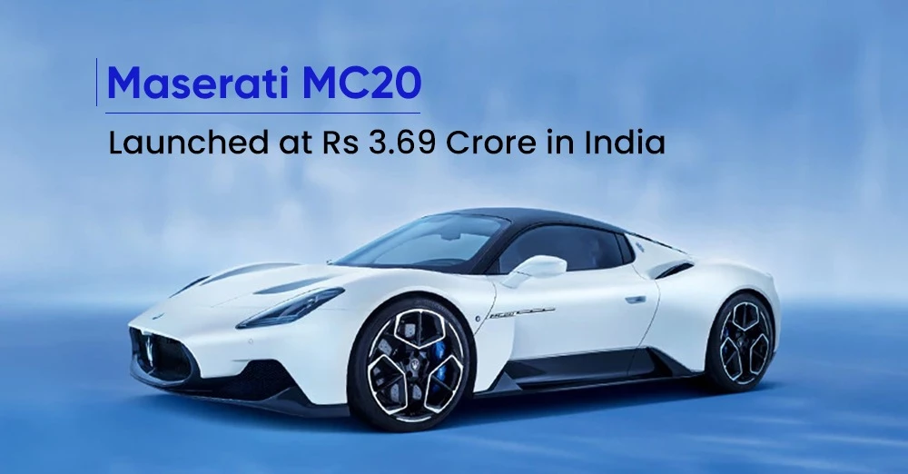 Maserati MC20 Launched at Rs 3.69 Crore