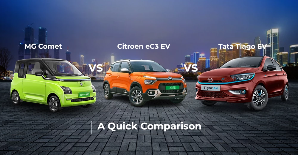 MG Comet EV vs Tata Tiago EV vs Citroen eC3: Quick Comparison