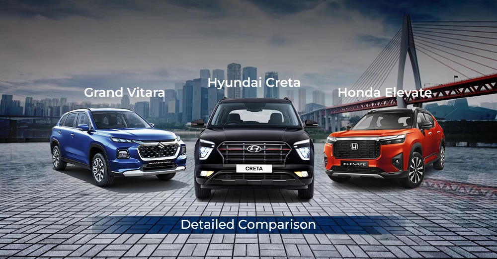 Honda Elevate vs Hyundai Creta vs Maruti Suzuki Grand Vitara: Detailed Comparison