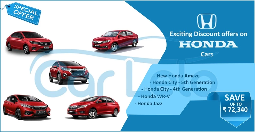 Discount Offers on Honda City 5th-Gen, City 4th-Gen, New Amaze, WR-V and Jazz