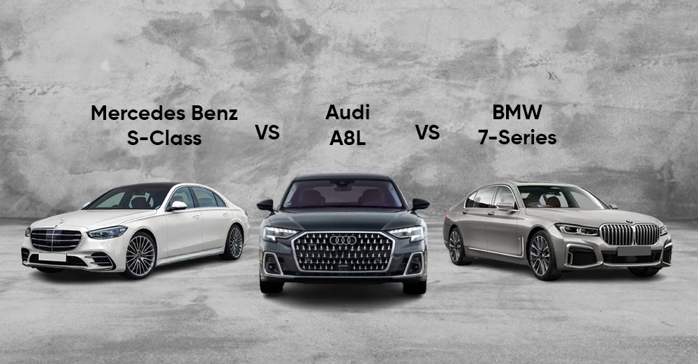 Audi A8L VS Mercedes Benz S-Class VS BMW 7-Series – Price, Variants, Dimensions, Features and Engine Comparison